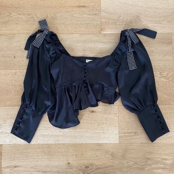 For Love & Lemons - After Dark Asymmetrical Top in Black - Picture 1 of 9